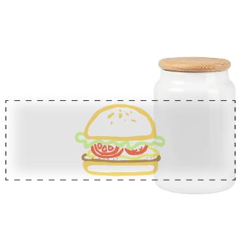 cheese cheese pizza sandwich mouse mouse food58 - Panoramic Cookie Jar with Wooden Lid - white - Front