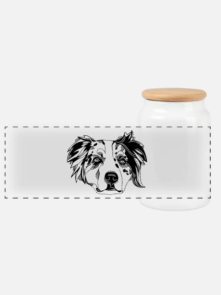 Australian Shepherd - Panorama Keksdose mit Holzdeckel - Weiß