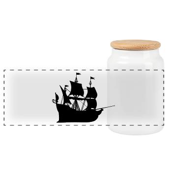 Schiff Geschenk Idee - Panorama Keksdose mit Holzdeckel - Weiß - Vorne