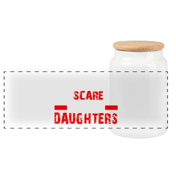 I'm afraid nothing - I have two daughters | father - Panoramic Cookie Jar with Wooden Lid - white - Front