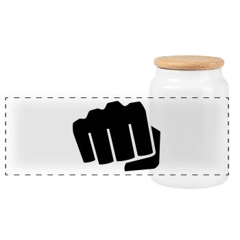 poing - Boîte à biscuits avec couvercle en bois - blanc - Devant