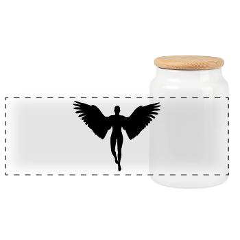 Angel - Panoramic Cookie Jar with Wooden Lid - white - Front