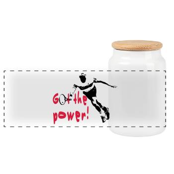 Tennis - Panoramic Cookie Jar with Wooden Lid - white - Front