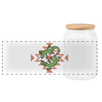 Climbing, Lizard - Panoramic Cookie Jar with Wooden Lid - white - Front