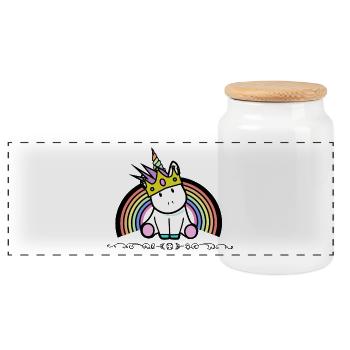 Einhorn Prinzessin - Panorama Keksdose mit Holzdeckel - Weiß - Vorne