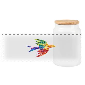 Faucon en mosaïque - Boîte à biscuits avec couvercle en bois - blanc - Devant