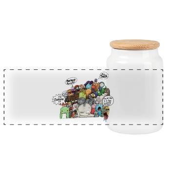 Concentration - Panoramic Cookie Jar with Wooden Lid - white - Front