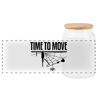 TIME TO MOVE - Panoramic Cookie Jar with Wooden Lid - white - Front