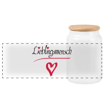 Lieblingsmensch Herz - Panorama Keksdose mit Holzdeckel - Weiß - Vorne