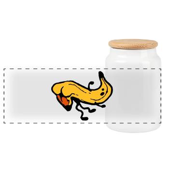 Banana Butt - Panoramic Cookie Jar with Wooden Lid - white - Front