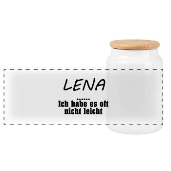Lena - Panorama Keksdose mit Holzdeckel - Weiß - Vorne