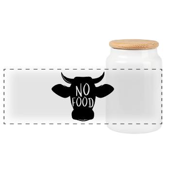 Vegan lifestyle - Panoramic Cookie Jar with Wooden Lid - white - Front