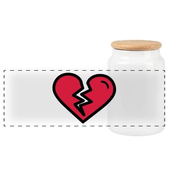 Broken heart, heartache sadly in love - Panoramic Cookie Jar with Wooden Lid - white - Front