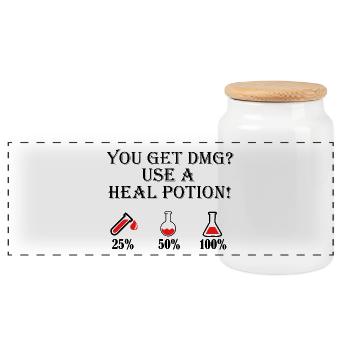 Use a healing potion - Panoramic Cookie Jar with Wooden Lid - white - Front