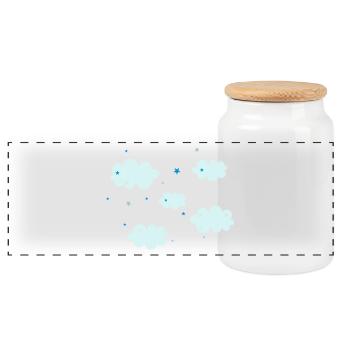 Clouds & Stars - Panoramic Cookie Jar with Wooden Lid - white - Front