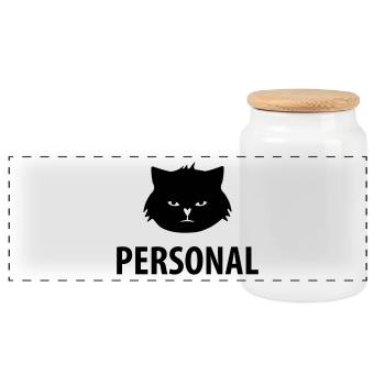 Maître chat ou maîtresse - plutôt personnel ! - Boîte à biscuits avec couvercle en bois - blanc - Devant