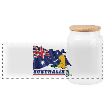 Australia Football Gift Fan World Championship - Panoramic Cookie Jar with Wooden Lid - white - Front