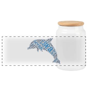dolphin - Panoramic Cookie Jar with Wooden Lid - white - Front