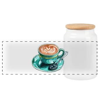 Latte Macchiato - Panorama Keksdose mit Holzdeckel - Weiß - Vorne