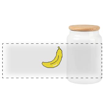 Banane Pixel Art | Unisex - Panorama Keksdose mit Holzdeckel - Weiß - Vorne