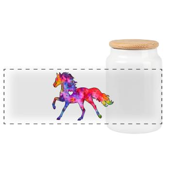 Cheval avec coeur - Boîte à biscuits avec couvercle en bois - blanc - Devant