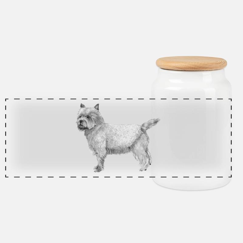 Cairn-Terrier - Panorama Keksdose mit Holzdeckel - Weiß