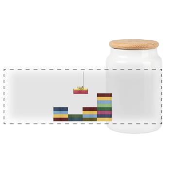 Container - Panorama Keksdose mit Holzdeckel - Weiß - Vorne