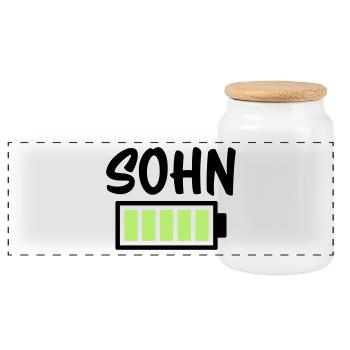 Sohn - Akku - Panorama Keksdose mit Holzdeckel - Weiß - Vorne
