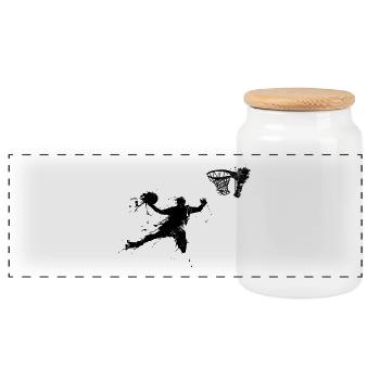 baketballer dunking II - Panoramic Cookie Jar with Wooden Lid - white - Front