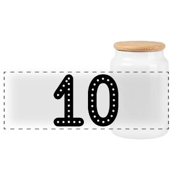 10 ANS. 10e ANNIVERSAIRE. ANNIVERSAIRE 10 ANS.10 - Boîte à biscuits avec couvercle en bois - blanc - Devant
