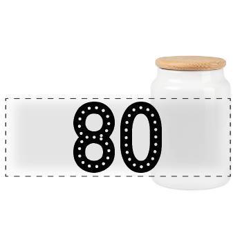 80 YEARS. 80th ANNIVERSARY. ANNIVERSARY 80 YEARS. 80 - Panoramic Cookie Jar with Wooden Lid - white - Front