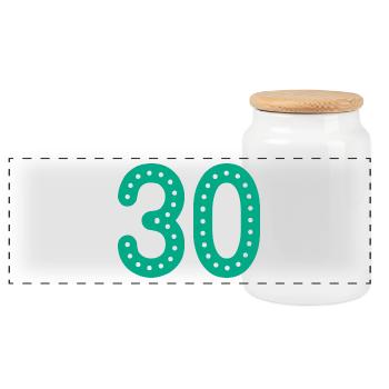 30 JAHRE. 30-jähriges JUBILÄUM. JUBILÄUM 30 JAHRE. 30 - Panorama Keksdose mit Holzdeckel - Weiß - Vorne