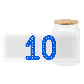 10 JAHRE. 10-jähriges JUBILÄUM. JUBILÄUM 10 JAHRE. 10 - Panorama Keksdose mit Holzdeckel - Weiß - Vorne