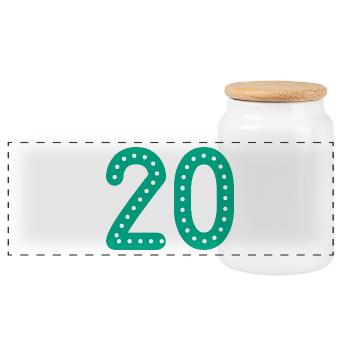 20 ANS. 20e ANNIVERSAIRE. ANNIVERSAIRE 20 ANS. 20 - Boîte à biscuits avec couvercle en bois - blanc - Devant