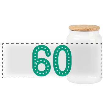60 JAHRE. 60-jähriges JUBILÄUM. JUBILÄUM 60 JAHRE. 60 - Panorama Keksdose mit Holzdeckel - Weiß - Vorne