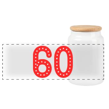 60 JAHRE. 60-jähriges JUBILÄUM. JUBILÄUM 60 JAHRE. 60 - Panorama Keksdose mit Holzdeckel - Weiß - Vorne