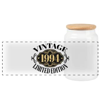 Jahrgang 1994 30. Geburtstag, Männer Frauen 30 Jahre alt - Panorama Keksdose mit Holzdeckel - Weiß - Vorne