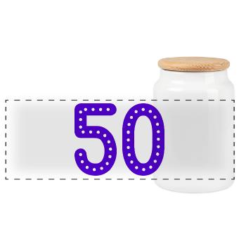 50 YEARS. 50th ANNIVERSARY. BIRTHDAY 50 YEARS. 50 - Panoramic Cookie Jar with Wooden Lid - white - Front