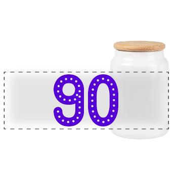 90 YEARS. 90TH ANNIVERSARY. BIRTHDAY 90 YEARS. 90 - Panoramic Cookie Jar with Wooden Lid - white - Front