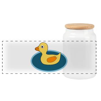 Kawaii Chibi Kawaii Duck Kawaii Duckling - Panoramic Cookie Jar with Wooden Lid - white - Front