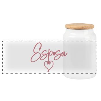 Esposa Cute Wife To Be Bride Couple Wedding Gift - Panoramic Cookie Jar with Wooden Lid - white - Front