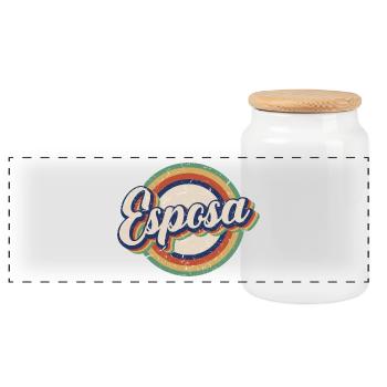 Esposa Retro Wife To Be Bride Couple Wedding Gift - Panoramic Cookie Jar with Wooden Lid - white - Front