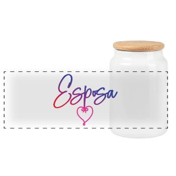 Esposa Cute Wife To Be Bride Couple Wedding Gift - Panoramic Cookie Jar with Wooden Lid - white - Front
