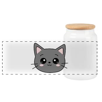 Black Cat Cat Sweet Kitten Christmas Gift - Panoramic Cookie Jar with Wooden Lid - white - Front