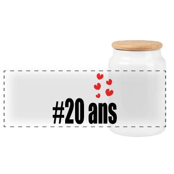 20 ANS. 20e ANNIVERSAIRE. ANNIVERSAIRE 20 ANS. 20 - Boîte à biscuits avec couvercle en bois - blanc - Devant