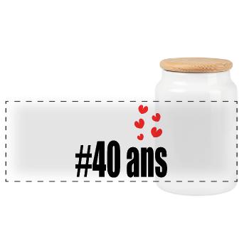 40 ANS. 40e ANNIVERSAIRE. ANNIVERSAIRE 40 ANS. 40 - Boîte à biscuits avec couvercle en bois - blanc - Devant