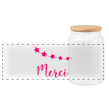 MERCI. MAÎTRESSE. MAÎTRE. MERCI MAÎTRESSE - Boîte à biscuits avec couvercle en bois - blanc - Devant