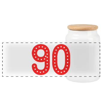 90. 90 YEARS. 90TH ANNIVERSARY. 90TH ANNIVERSARY. - Panoramic Cookie Jar with Wooden Lid - white - Front