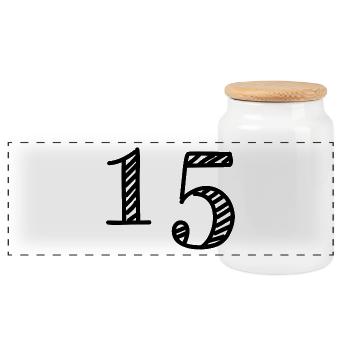 15. 15 YEARS. 15th ANNIVERSARY. 15 ANNIVERSARY. - Panoramic Cookie Jar with Wooden Lid - white - Front
