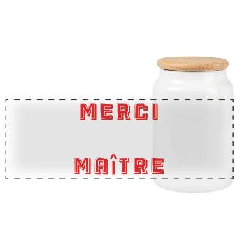 MERCI. ANNIVERSAIRE. NAISSANCE. RETRAITE. MERCI - Boîte à biscuits avec couvercle en bois - blanc - Devant